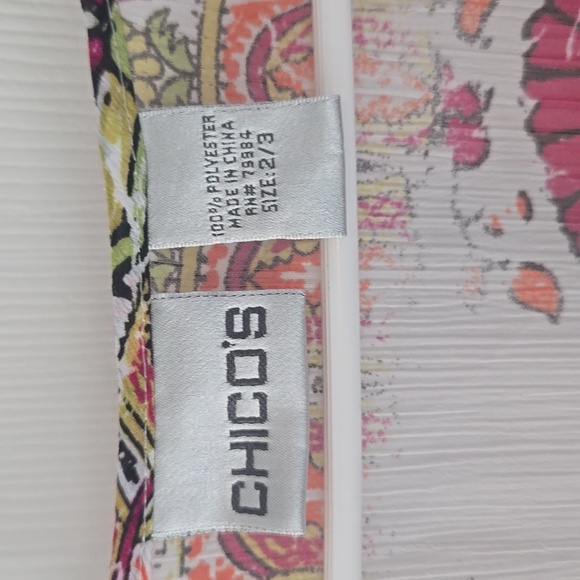 CHICO'S Open Caftan Paisley sz 2/3 - Picture 2 of 3